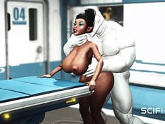 A robot fucks a black woman - awesome technology.