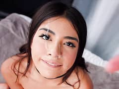 Petite Latina Newcomer Debuts In Hot Casting With Sloppy Blowjob
