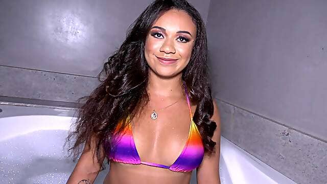 Latina bombshell Nicole in HD: Pierced anal queen teases with bikini-clad curves