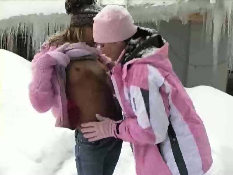 Lesbians having Fun in the Snow